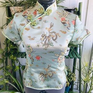 Tang Yi Silk top with Embroidered Dragons
